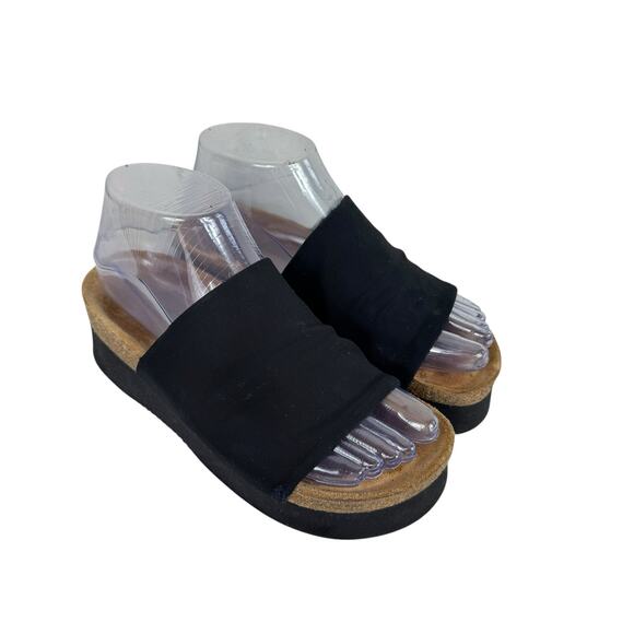 NAOT Black Tampa Synthetic Platform Slip On Slides Leather Insole Size 35 5 - Picture 1 of 6